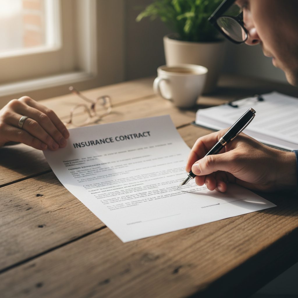 Personne signant un contrat d'assurance emprunteur après avoir comparé les offres pour son profil de sportif.