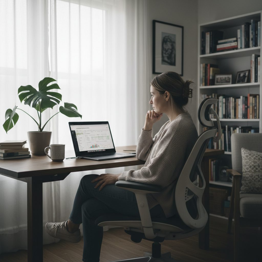 Indépendant choisissant des garanties d'assurance de prêt adaptées à son profil professionnel.