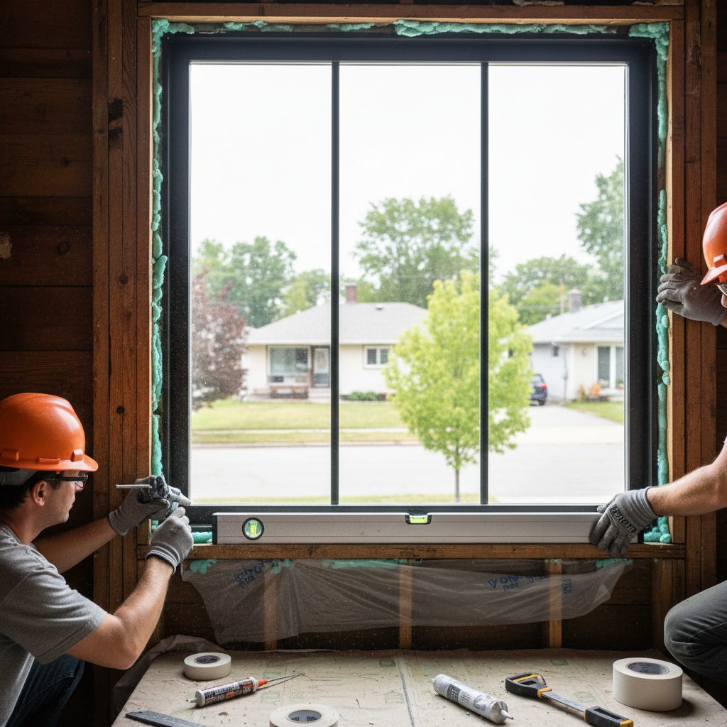 Pose de fenêtres dans le cadre d'un éco-prêt travaux assuré.