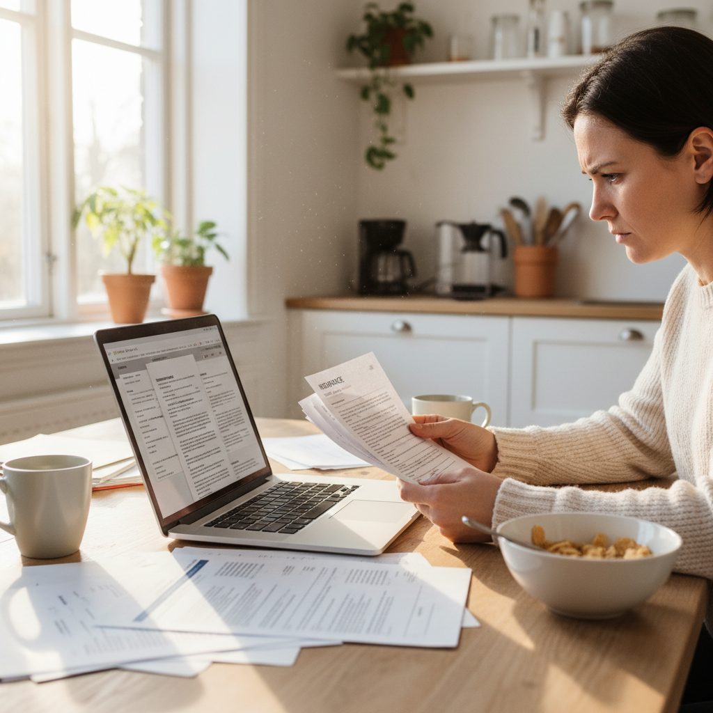 Personne comparant les étapes du changement d'assurance emprunteur en ligne.
