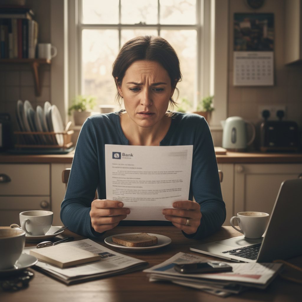 Personne recevant une lettre de refus de sa banque pour son changement d'assurance de prêt.